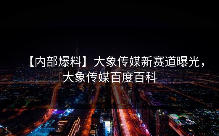 【内部爆料】大象传媒新赛道曝光，大象传媒百度百科